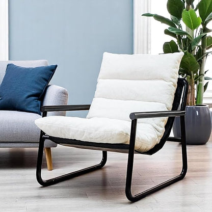 Plush Modern Accent Chair Single Comfy Chair for Bedroom — Ergonomic Lounge Chair with Stylish Upholstery, Space-Saving Design & Easy Assembly White