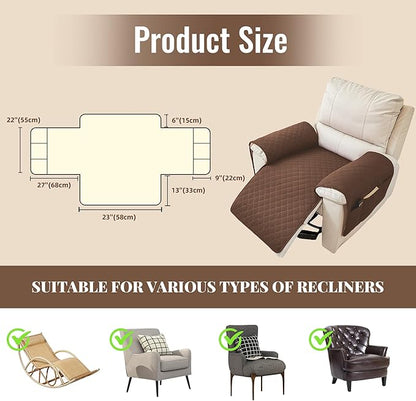 MEHIDFY Sofa Seat Arm Cover, Waterproof Couch Armrest Protector, Anti-Slip Sofa Cover, Remote Holder for Armchair, Dual Side Recliner Caddy with 3 Pockets for TV Remote, Phone, Pad, Pen, Book(Brown)