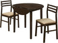 Coaster Home Furnishings 3-Piece Round Wood Dining Room Set Drop Leaf Extension Table Ladder Back Side Chairs Upholstered Seat Cushions Cappuccino and Tan 130005