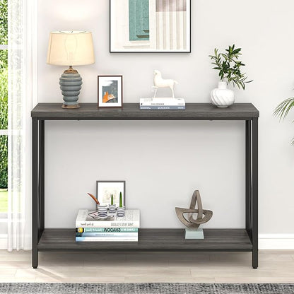 FOLUBAN Console Table for Entryway, Modern Sofa Table Behind Couch, Narrow Entry Table for Hallway, Living Room (Industrial, Dark Gray)