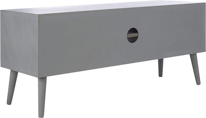 SAFAVIEH Sorrel TV Stand for up to 55" Flatscreen – Distressed Grey, 2 Doors with Interior Storage, 2 Open Shelves, Entertainment Media Console (MED5701D)