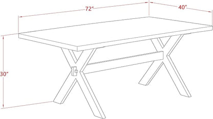 East West Furniture X627EL121-9 9 Piece Dining Room Table Set Includes a Rectangle Dining Table with X-Legs and 8 Blue Linen Fabric Upholstered Parson Chairs, 40x72 Inch, Multi-Color