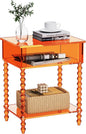 Acrylic Side Table, Clear 3-Tier End Table with Storage, Nightstand for Living Room, Bedroom, Office (Orange, 11.8 ×15.7 × 19.7)