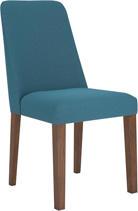 Signature Design by Ashley Lyncott Contemporary Dining Room Upholstered Side Chair with Foam Cushion, 2 Count, Blue & Brown