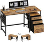 Maihail Computer Desk with Drawers, 47 inch Desk with 2 Drawers and Shelves, Office Desk with Storage, Desk with Storage Bag, Home Office desks with Drawers, Metal Frame for PC Laptop, Rustic Brown2