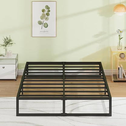 EMODA 12 Inch Full Size Bed Frame Heavy Duty Metal Platform No Box Spring Needed, Easy Assembly Noise Free, Black