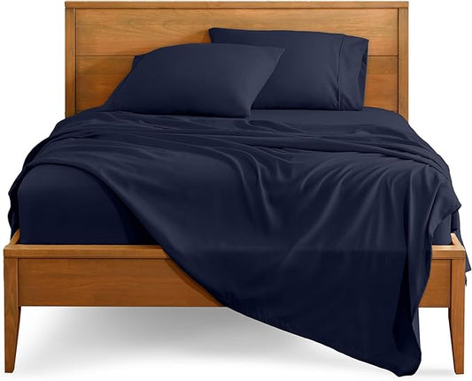 Bare Home Ultra-Soft Queen Sheet Set - Luxury 1800 - Hydro-Brushed - Deep Pockets - Easy Fit - 4 Piece Set - Bed-ding Sheets & Pillowcases (Queen, Midnight Blue)