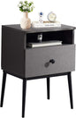 VECELO Modern Wood Night Stand,Square End Table Side Table with Drawer and Storage Space Gray Bedside Table for Bedroom Living Room Office