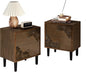 COSIEST Nightstand Set of 2, Mid Century Modern End Table with 2 Storage Drawers, Accent Side Table, Vintage Wood Luxury Night Stand for Bedroom, Living Room, Walnut