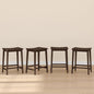 Plank+Beam Smythe Counter Stool, 24", Set of 4, Sturdy Wood Modern Kitchen Counter Height Stool, Saddle Seat Backless Counter Chair, Metal Footrest, Walnut