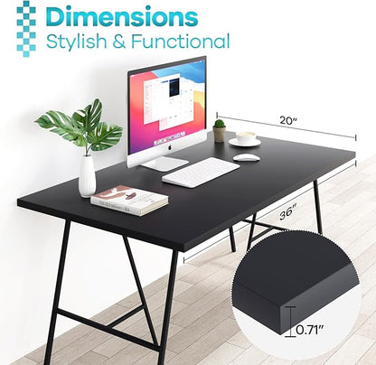 Kaboon 36x20 inch Black Table Top Universal, Solid One-Piece Desktop, Reversible Melamine Countertop, Double Desks, L-Desk DIY