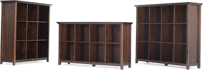 SIMPLIHOME Acadian Bookcase - 57 inch Tall 12-Cube Solid Wood Storage Display Unit in Brunette Brown, Transitional Cube Organizer for Living Room or Office with Fixed Shelves and Tapered Legs