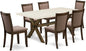 East West Furniture X727MZ748-7 7 Piece Dining Table Set Consist of a Rectangle Dining Room Table with X-Legs and 6 Coffee Linen Fabric Upholstered Chairs, 40x72 Inch, Multi-Color