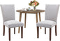 COLAMY 3-Piece Extendable Dining Table Set for 2, 36" Kitchen Round Wood Table with 2 Nailhead Dining Room Chairs,Light Brown/Light Grey
