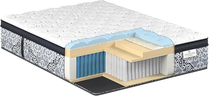 Kingsdown Firm Euro Pillow Top Hybrid Twin Mattress Cooling Gel Memory Foam Layer Multi-Layered Motion Isolation Cool Sleep Quilted Top Luxury Mattresses, 15-inch, Passions Engleson