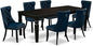 East West Furniture LGDA7-BLK-29 7 Piece Dining Set Consists of a Rectangle Kitchen Table with Butterfly Leaf and 6 Polyester Fabric Upholstered Chairs, 42x84 Inch, Black