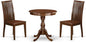 East West Furniture ESIP3-MAH-W 3 Piece Dining Table Set for Small Spaces Contains a Round Dining Room Table with Pedestal and 2 Wood Seat Chairs, 30x30 Inch, Mahogany