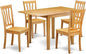 East West Furniture NDAN5-OAK-W 5 Piece Dining Table Set for 4 Includes a Rectangle Kitchen Table with Dropleaf and 4 Dining Room Chairs, 30x48 Inch, Oak