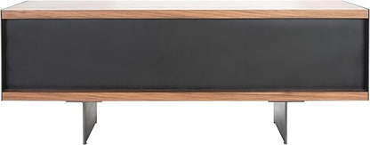 SAFAVIEH Couture Terrance TV Stand for up to 65" Flatscreen – Walnut Brown, 2 Doors with Interior Storage, 2 Open Shelves, Entertainment Media Console (SFV6047B)