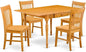 East West Furniture MZNO5-OAK-W 5 Piece Dining Room Table Set Includes a Rectangle Dining Table with Dropleaf and 4 Wood Seat Chairs, 36x54 Inch, Oak