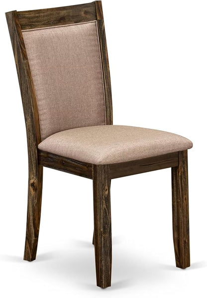 East West Furniture V727MZ716-5 5 Piece Dining Table Set for 4 Includes a Rectangle Kitchen Table with V-Legs and 4 Dark Khaki Linen Fabric Parson Dining Chairs, 40x72 Inch, Multi-Color