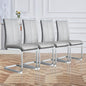 Dining Chairs Set, Kitchen Modern Metal Chairs with Faux Leather Padded Seat High Back and Sturdy Chrome Legs, Chairs for Dining Room (Light Gray, Set of 4)