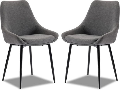 Dining Chairs Set of 2 Ergonomic Living Room Chairs Dark Grey Kitchen Chairs,Loads Up to 270lbs,Quick Assembly,Dining Room Chairs with Arms for Kitchen,Dining, Bedroom, Living Room