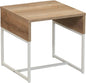 Household Essentials Wrap Square Side End Table Coastal Oak Rustic Wood Grain and White Metal