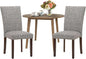 COLAMY 3-Piece Extendable Dining Table Set for 2, 36" Kitchen Round Wood Table with 2 Nailhead Dining Room Chairs,Light Brown/Boho