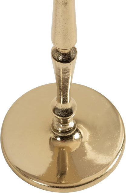 Kate and Laurel Carling Traditional Metal Round Drink Table, 9 x 9 x 22, Gold, Vintage Cast Aluminum Accent Table with Unique Spindle Design for Use as Indoor Plant Stand or Living Room Decor Piece
