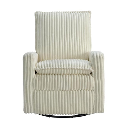 Oxford Baby Uptown Upholstered Swivel Glider and Recliner Nursery Chair - Corduroy, Pearl White