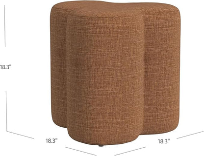HomePop Upholstered Clover Shaped Ottoman (No Lid, Seat Only) Home Décor | Foot Rest Pouf – Rust Orange Chenille