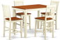 East West Furniture YAVN5-WHI-W 5 Piece Kitchen Counter Set Includes a Rectangle Dining Room Table and 4 Dining Chairs, 30x48 Inch, Buttermilk & Cherry