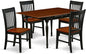 East West Furniture MZNO5-BCH-W 5 Piece Modern Dining Table Set Includes a Rectangle Wooden Table with Dropleaf and 4 Kitchen Dining Chairs, 36x54 Inch, Black & Cherry