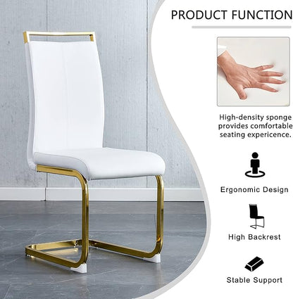 Dining Chairs Set of 2, Faux Leather Dining Chairs with Plated Chrome Metal Frame, Modern Kitchen Chairs Set with Padded Seat High Back for Dining Room, Kitchen Room, Living Room.