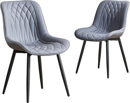 YOUNIKE Dining Chairs Set of 2 with High Backs Mid Century Modern Kitchen Dining Room Chairs PU Faux Leather Upholstered Comfortable Wide Padded Accent Side Chair for Living Room Grayish Purple