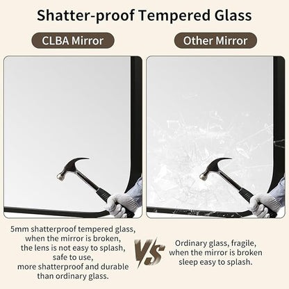 Black Bathroom Mirror, 40x30 Inch Aluminum Frame Rectangle Mirror, Anti-Rust, Tempered Glass, Wall Mirror for Over Sink, Vanity, Bedroom, Entryway, Horizontal/Vertical