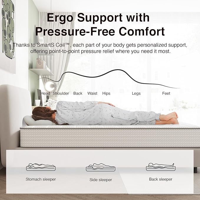 Novilla Twin Mattress, 8 Inch Twin Size Mattresses in a Box with Smarts™ Coil for Pressure Relief, Medium Firm Foam and Spring Hybrid Colchones with CertiPUR-US Certified for Kid for Kidss