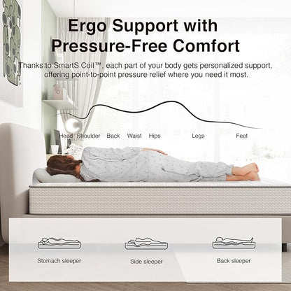 Novilla Twin Mattress, 8 Inch Twin Size Mattresses in a Box with Smarts™ Coil for Pressure Relief, Medium Firm Foam and Spring Hybrid Colchones with CertiPUR-US Certified for Kid for Kidss