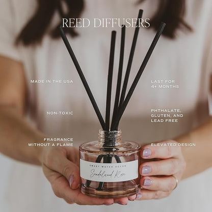 Sweet Water Decor Farmhouse Sandstone Reed Diffuser, Fall Scent with Pumpkin, Apple & Spices, Long-Lasting Non-Toxic Fragrance Oil for Living Room, Kitchen & Bathroom, Cozy Autumn Gift for Her