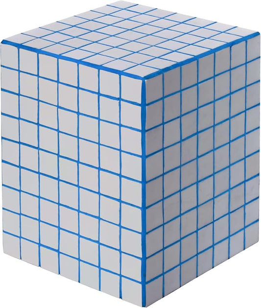 JONATHAN Y END2000B Callista 18" Modern Bohemian Ceramic Tiled Rectangle End Table, Side Table, Accent Table for Living Room, Bedroom, White/Blue