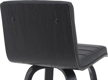 Armen Living Vienna Modern Swivel 26" Counter Height Barstool with Black Faux Leather and Black Wood Finish