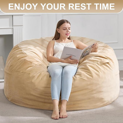 Hobestluk 5FT Bean Bag Chair Giant Bean Bag Chairs for Adults Large Bean Chairs with Removable Cover, Beanbag Chair with Filler, Adult Bean Bag Chairs for Living Room, Bedroom
