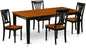 East West Furniture QUPL5-BCH-W 5 Piece Kitchen Table & Chairs Set Includes a Rectangle Dining Table with Butterfly Leaf and 4 Dining Room Chairs, 40x78 Inch, Black & Cherry