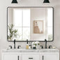 36"x48" Bathroom Wall Mirror with Matte Black Metal Frame & HD Glass, Copper-Free Mirrors Modern Rectangle Round Corner Framed Vanity Mirror - Horizontal or Vertical Installation