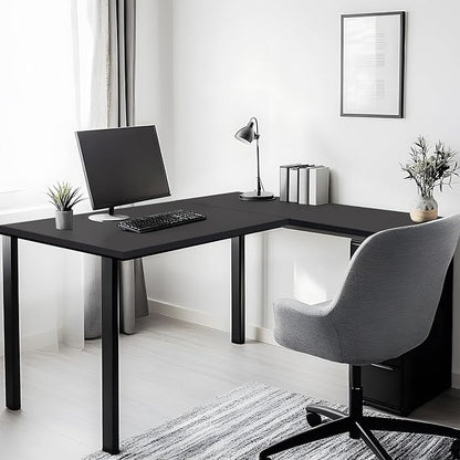 Kaboon 36x20 inch Black Table Top Universal, Solid One-Piece Desktop, Reversible Melamine Countertop, Double Desks, L-Desk DIY