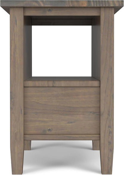 SIMPLIHOME Ela Solid Wood 14 inch Wide Rectangle Transitional Narrow End Table in Smoky Brown for The Living Room and Bedroom