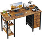Lufeiya 47 inch Desk with 4 Drawers & Storage Shelves, Writing Work Study Computer Desk for Home Office Bedroom, Modern Simple Student PC Desks Table, Rustic Brown