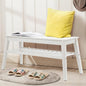Nnewvante 33.46" Bamboo Dining Bench, 2 Tier Indoor White Storage Bench for Entryway, Outdoor Wooden Bench, Small Wood Benches for Front Porch, Living Room, Bedroom, Holds up to 300 lbs