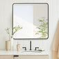 36x36 Inch Rectangle Bathroom Mirror with Black Metal Frame, Rounded Corner Rectangular Vanity Mirror for Wall, Modern Large for Bedroom, Living Room, Horizontal or Vertical